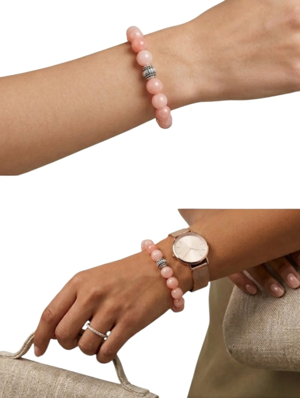 Pink Beaded Bracelet With Jewels - Picture 3 of 3